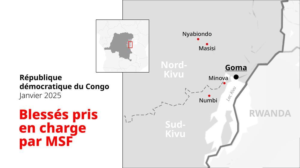Carte des blessés pris en charge par MSF. Janvier, 2025 