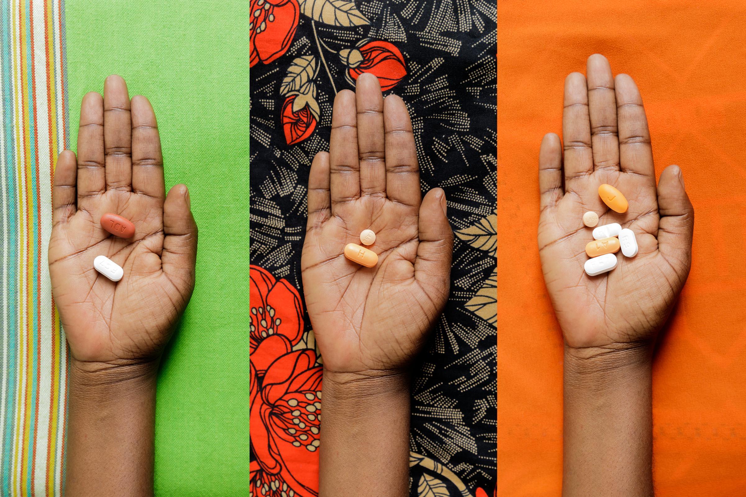Une image des différents médicaments qu'une personne vivant avec le VIH peut prendre quotidiennement.