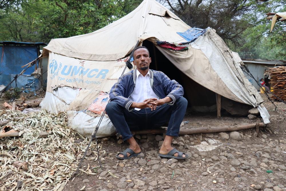 Mohamed Tefera, déplacé interne vivant au camp de Mekan Eyesus. Il vit dans le camp depuis cinq ans. Mai 2025.
