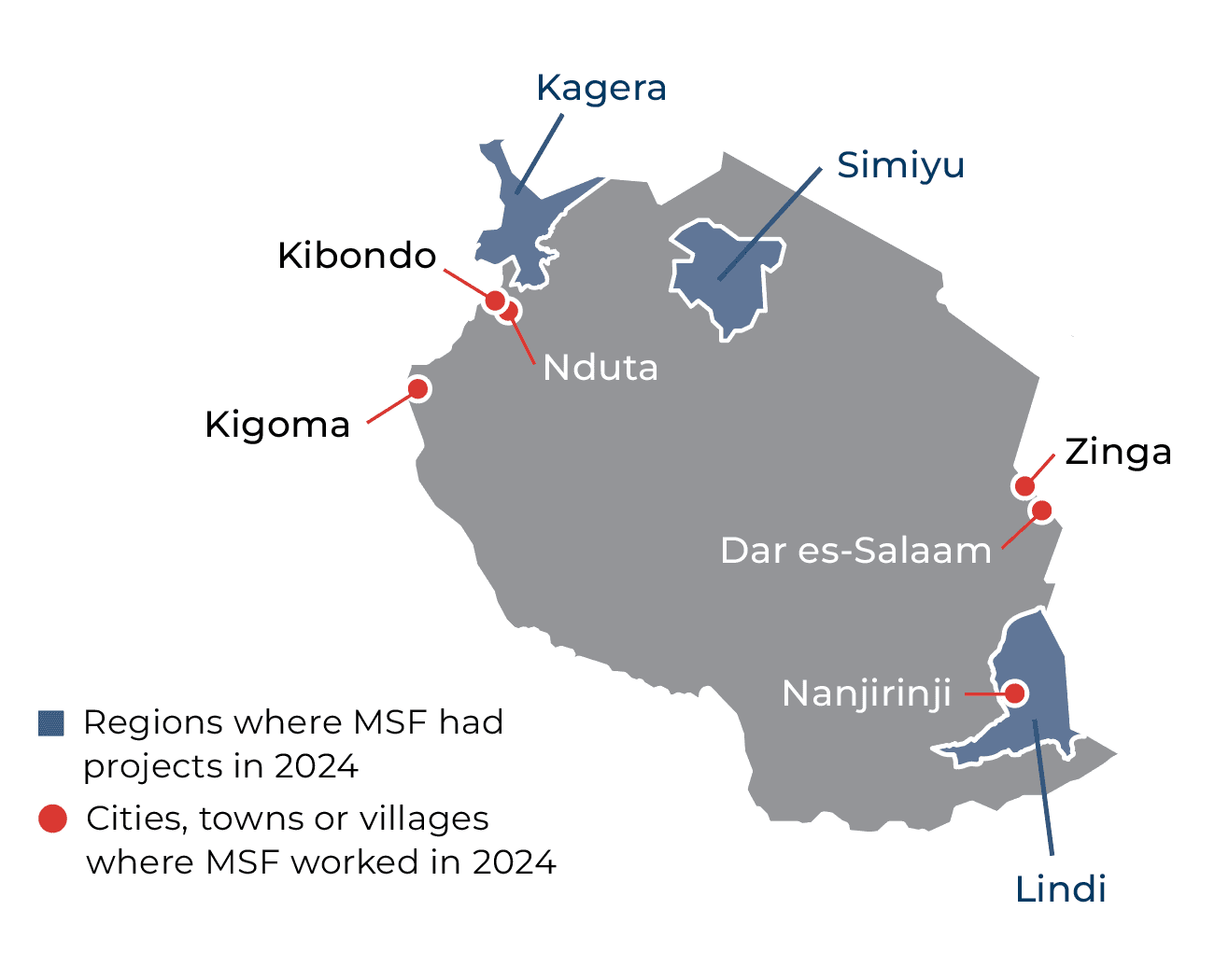 Tanzanie IAR map 2024 ©MSF