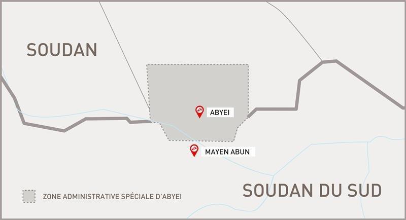 Carte de la frontière entre le Soudan et le Soudan du Sud