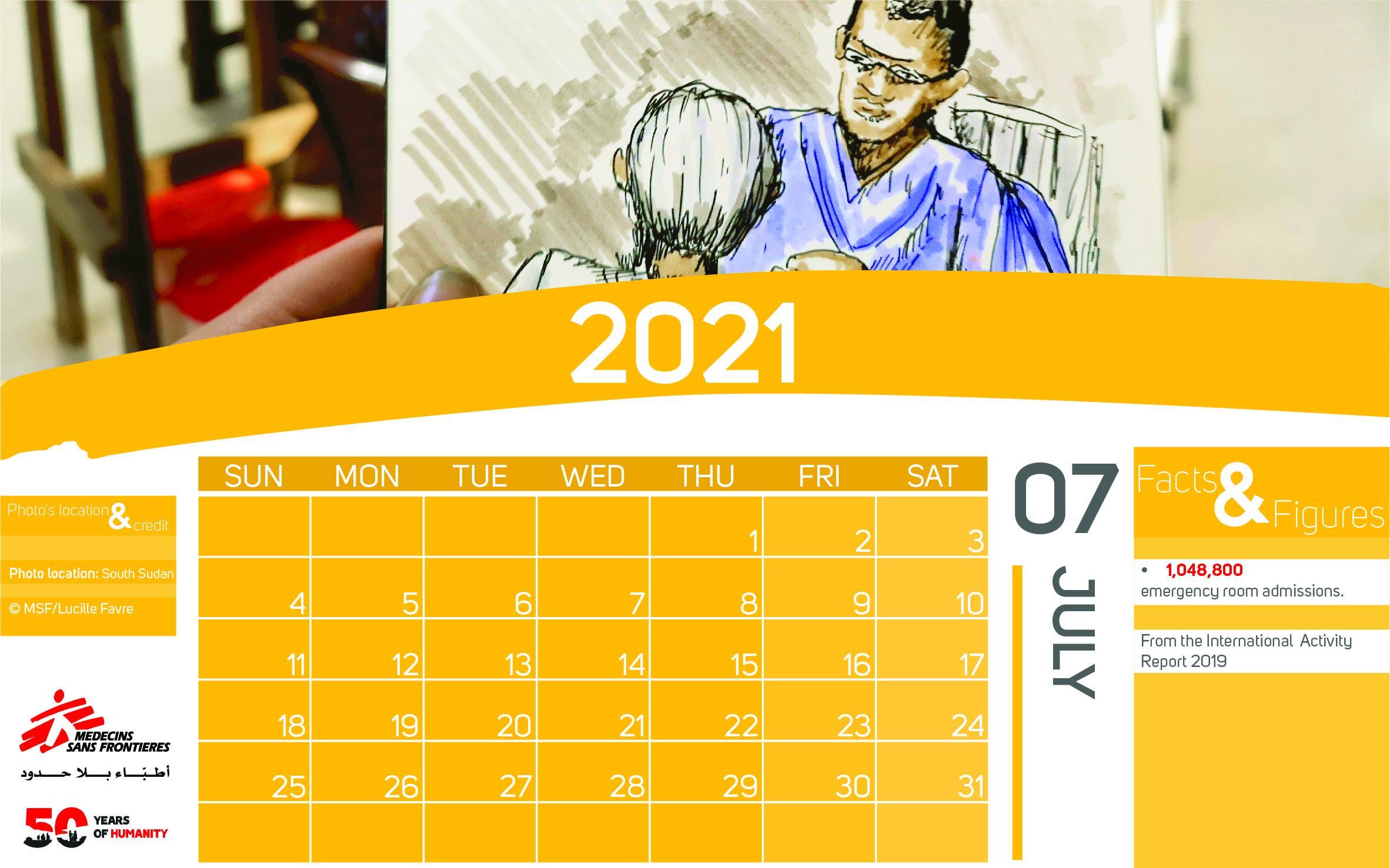 Calendrier MSF juillet 2021