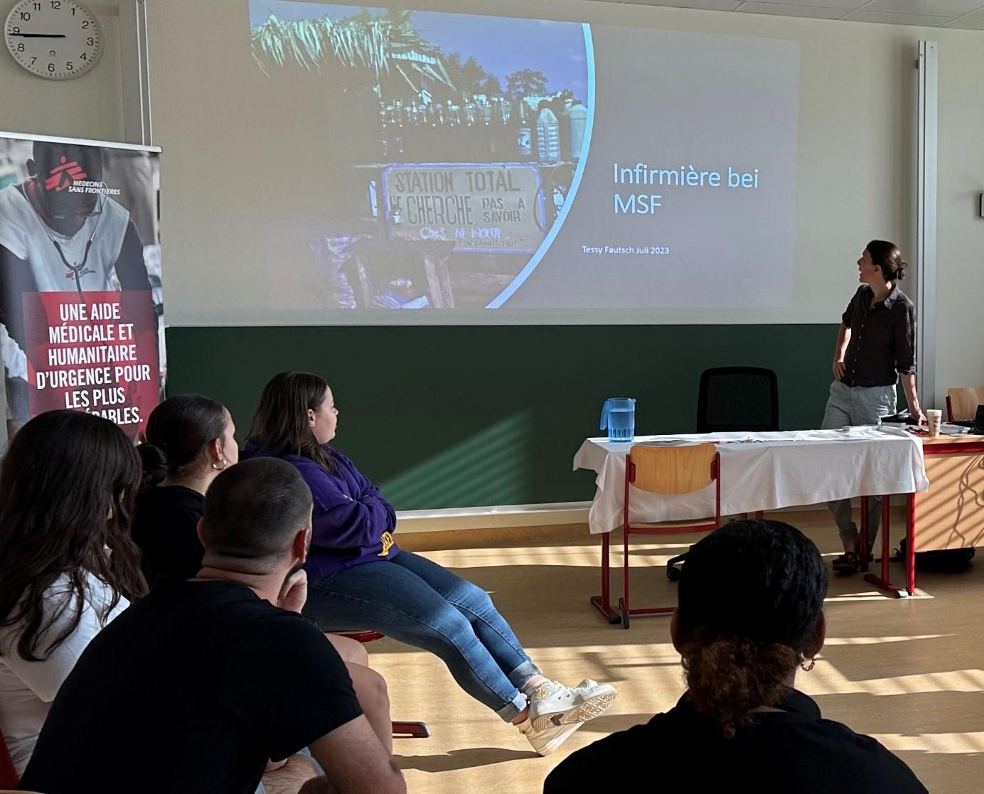 MSF est intervenue au Lycée Technique pour Professions de Santé pour présenter ses activités