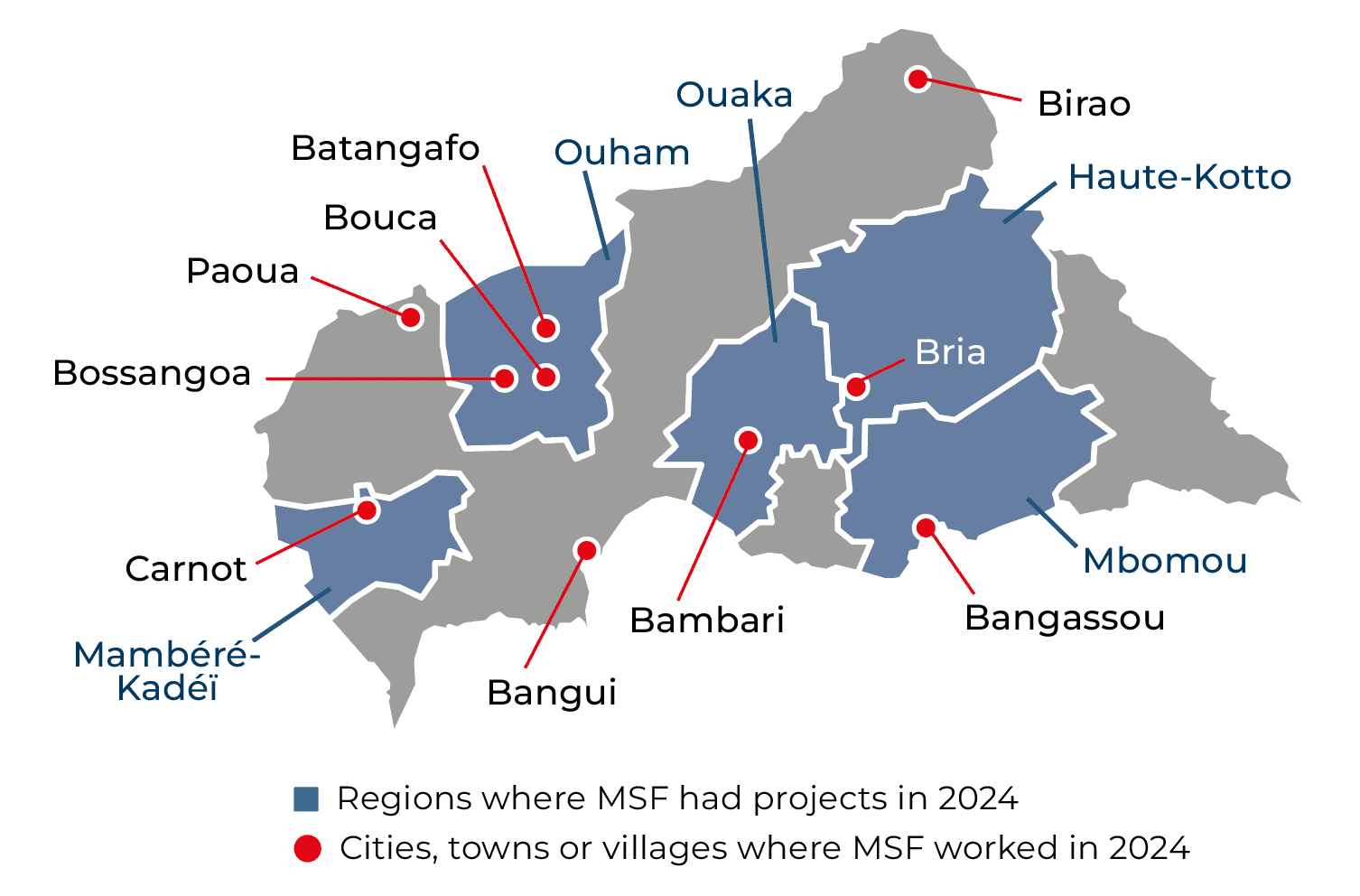 Central African Republic IAR map 2024 ©MSF