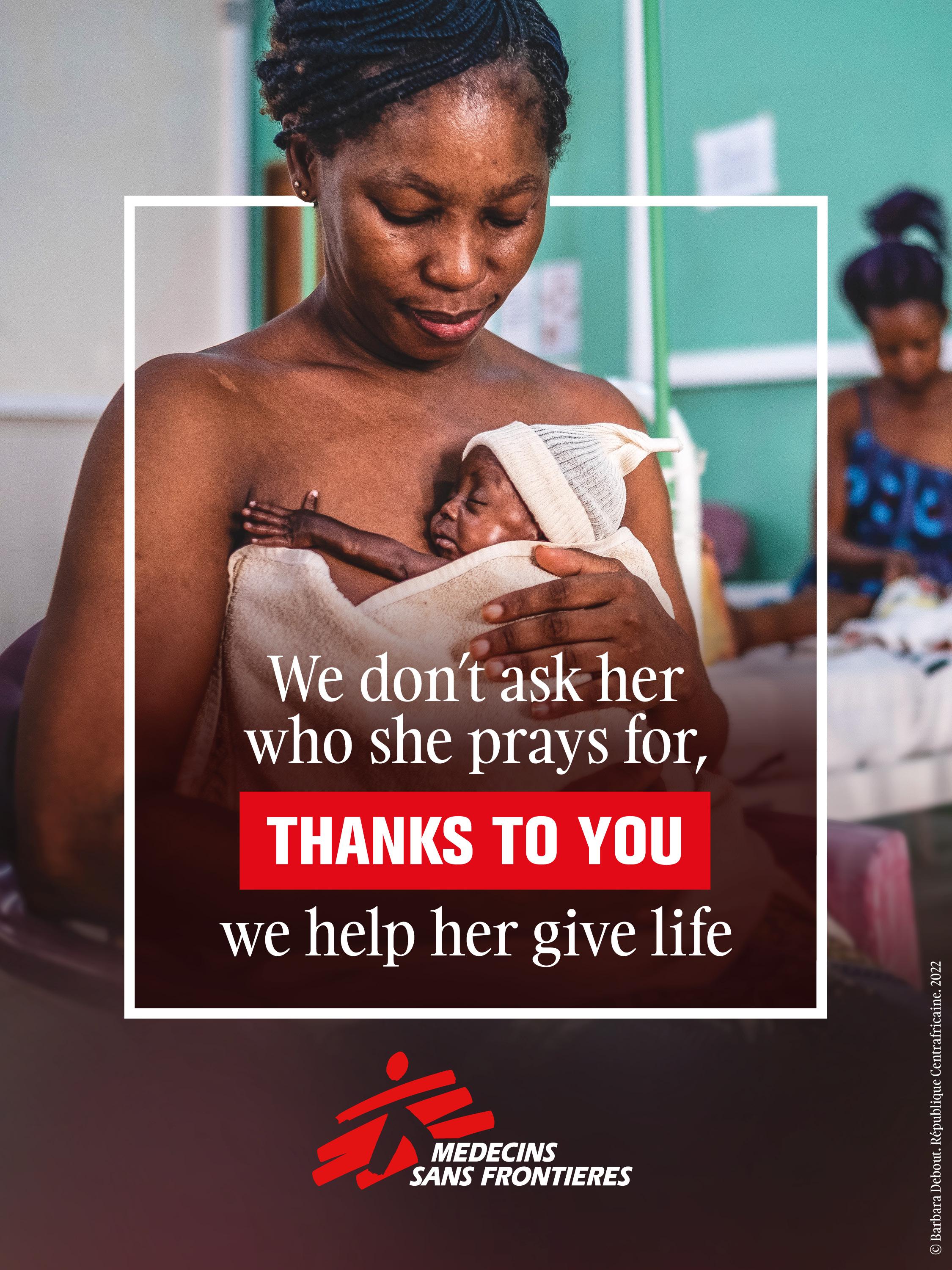 We don't ask her who she prays for, thanks to you we help her give life