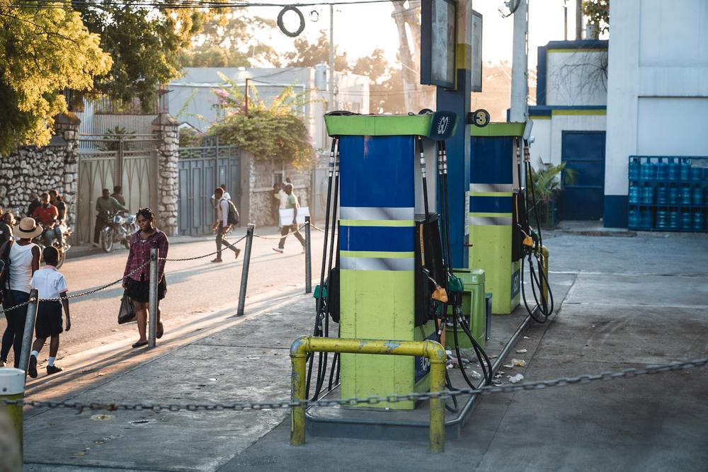 A gas station in Port-au-Prince is closed because of a lack of fuel. A political and economic crisis has led to widespread insecurity and a fuel shortage, which is forcing medical facilities to limit the services they can provide. 
