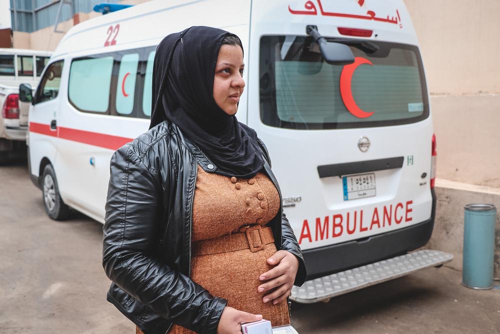 Mariam, 20 ans, vit à Mossoul. Elle est venue à la maternité Al Amal de MSF pour assister à une consultation de soins prénataux. Elle est enceinte de son troisième enfant. 