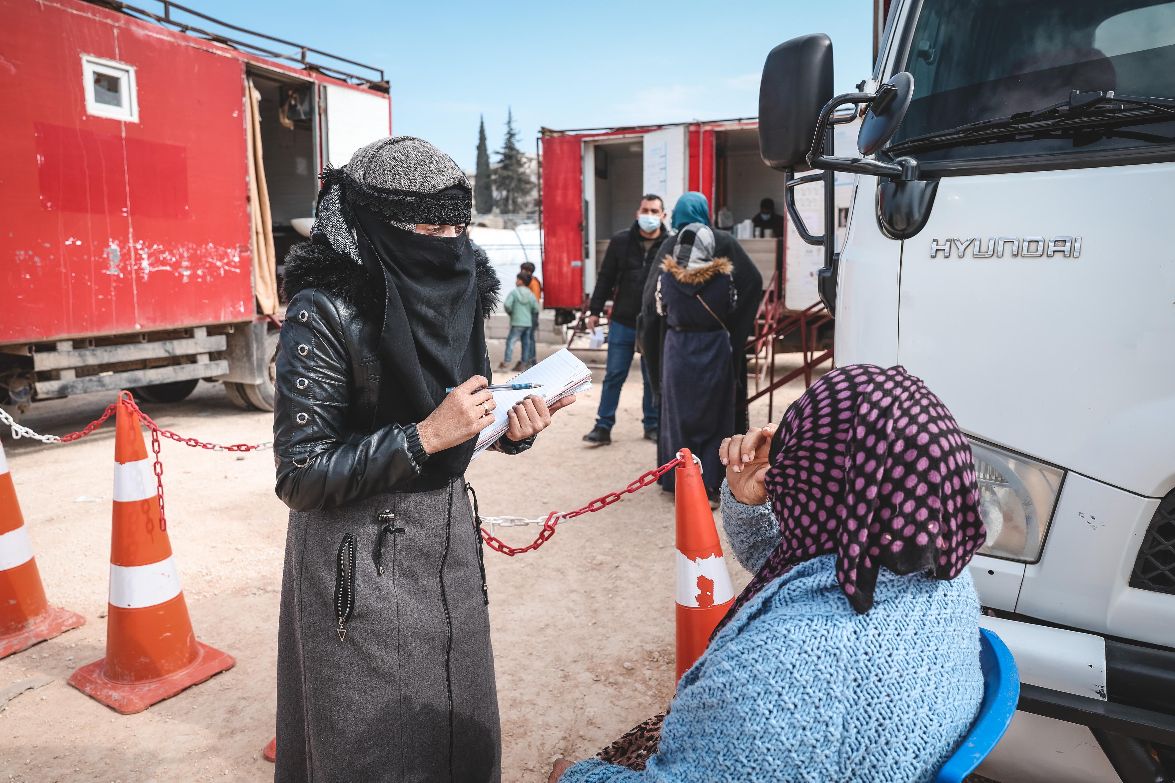The clinics provide medical care in a temporary accommodation camp in the town of Salqin (Idlib, Syria) on the Turkish border for people affected by the earthquake that struck the region on 6 February. 