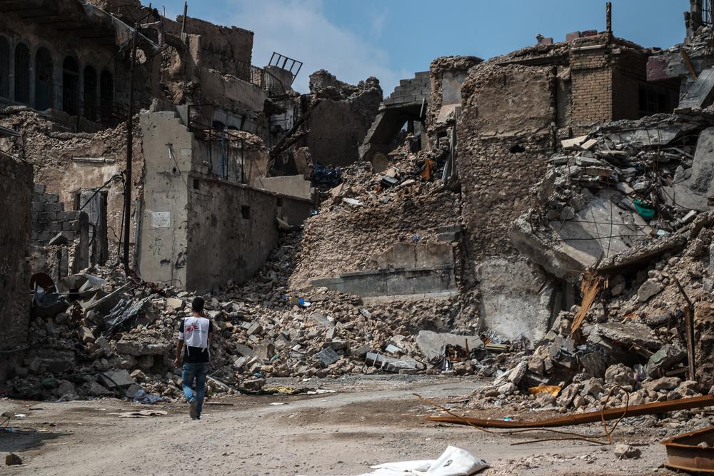La vieille ville de Mossoul a subi des bombardements intenses, des bombardements aériens et des attaques à l&#039;aide d&#039;engins explosifs improvisés (EEI) pendant le conflit visant à reprendre la ville au groupe État islamique en 2016/17. 