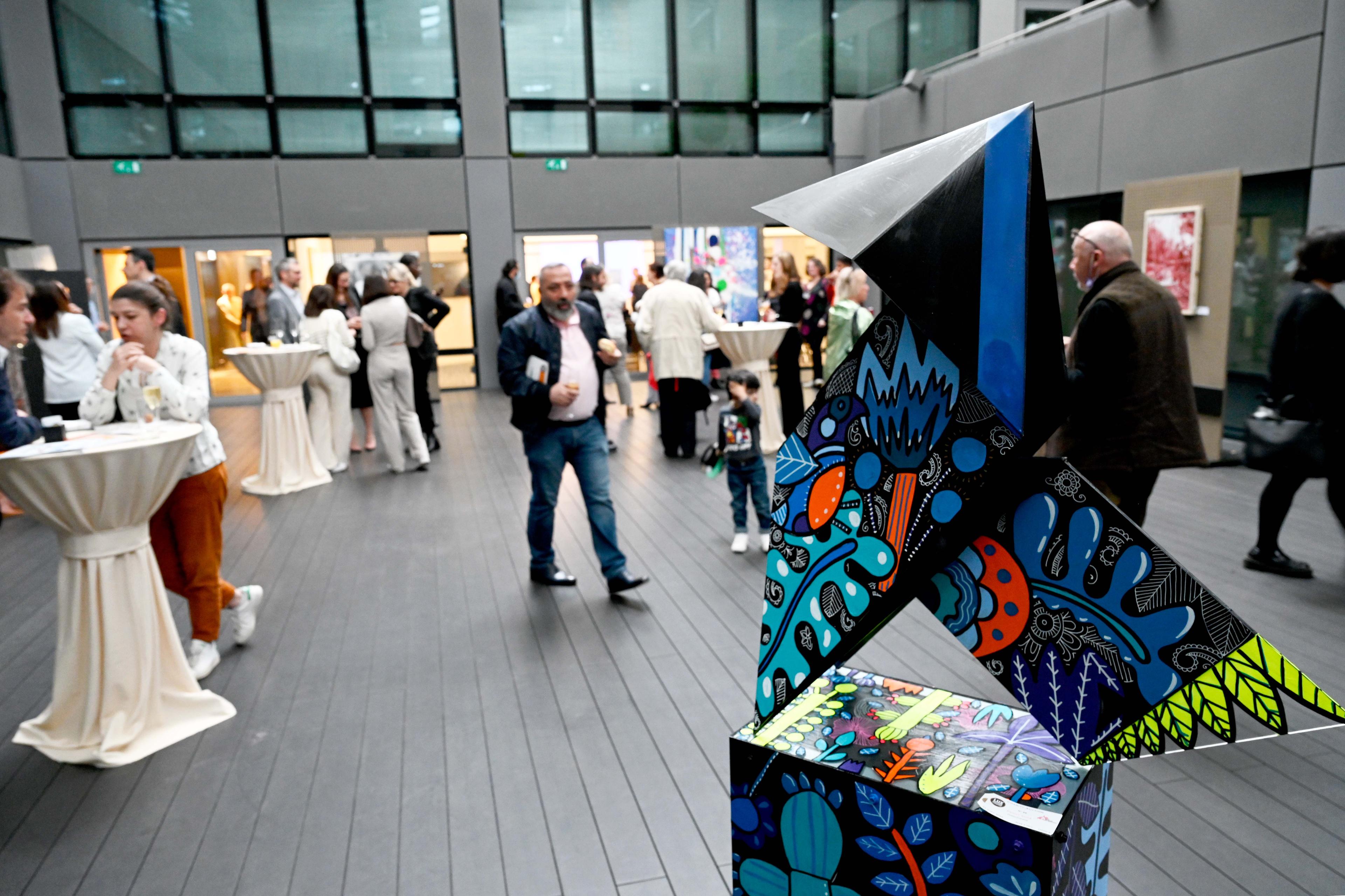 General overview of the exhibition area at the Bank Degroof Petercam Luxembourg. April 24,2022