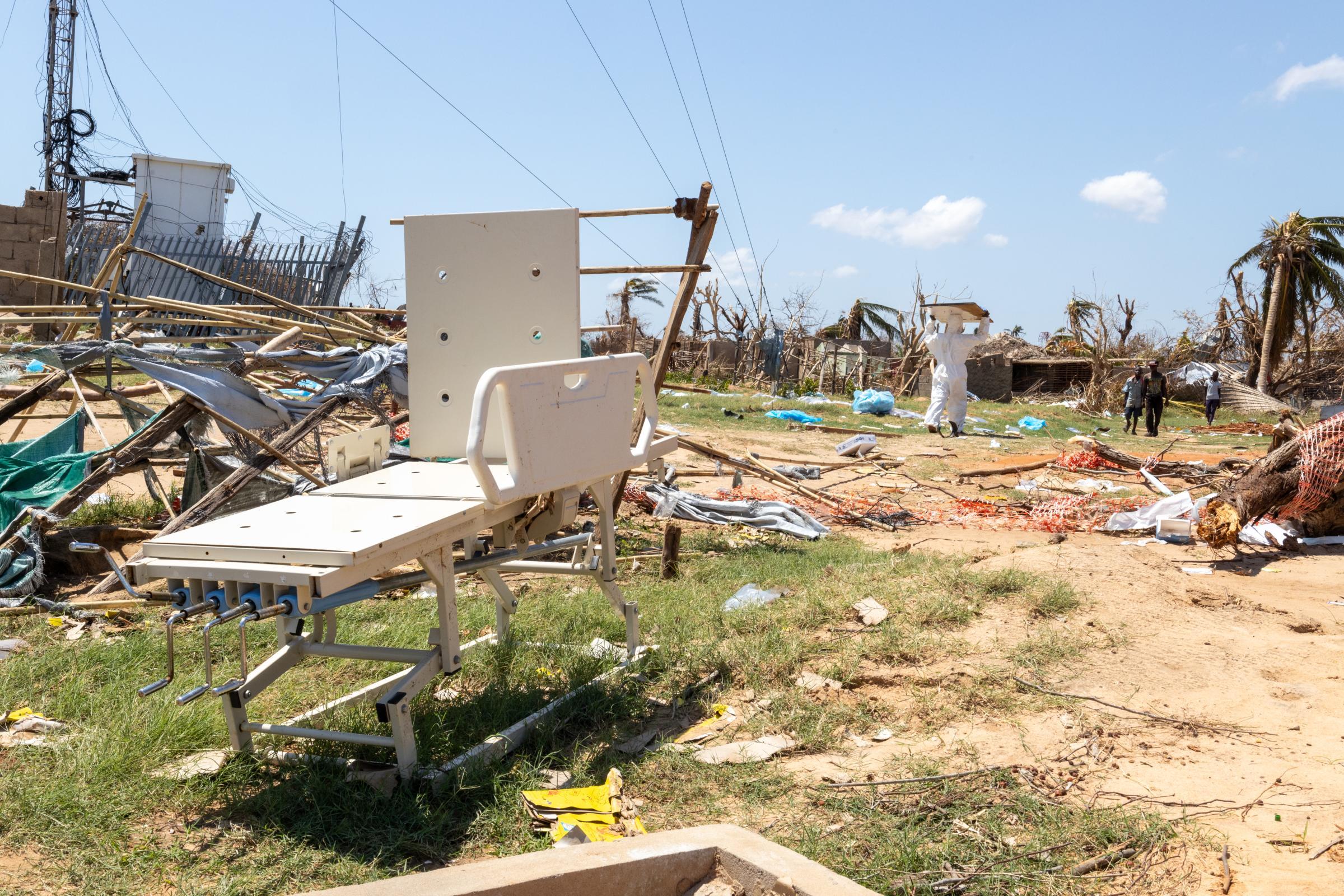 Le centre de santé de la ville de Mecufi a été gravement touché par le cyclone Chido. Province de Cabo Delgado, nord du Mozambique.