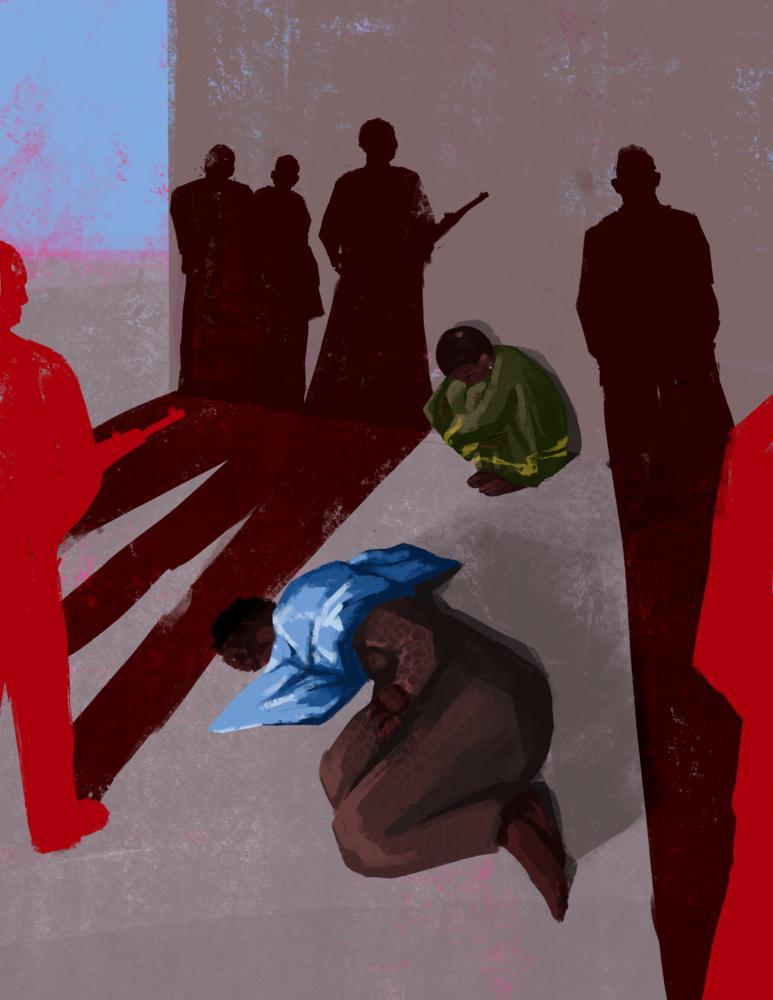 Illustrations à l'appui du dossier de témoignages sur les violences sexuelles subies par les patients MSF durant leur long périple d'El Fasher, au Soudan, à Tiné, au Tchad, en passant par le Darfour occidental et vice-versa.