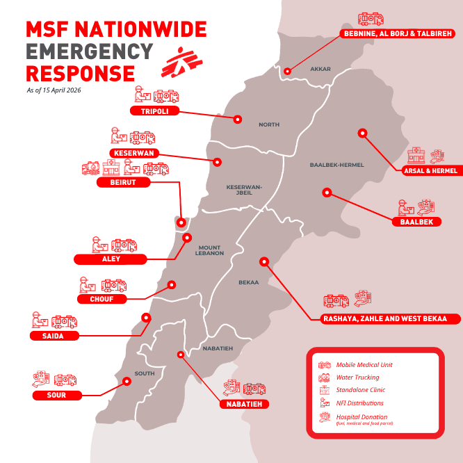 Carte des opérations Liban - 15 avril 2026