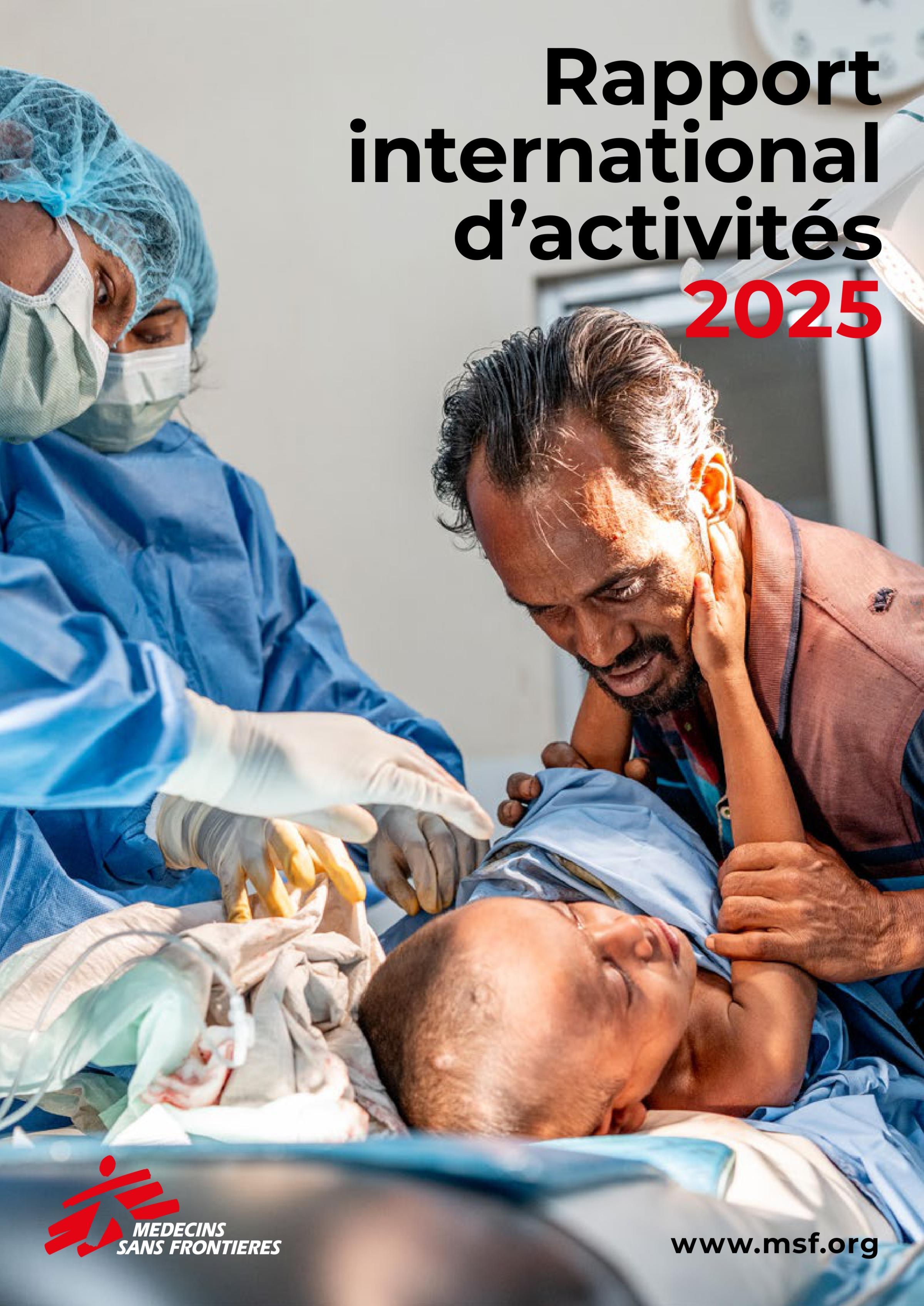 Page de couverture du Rapport international d'activités 2025 de Médecins Sans Frontières